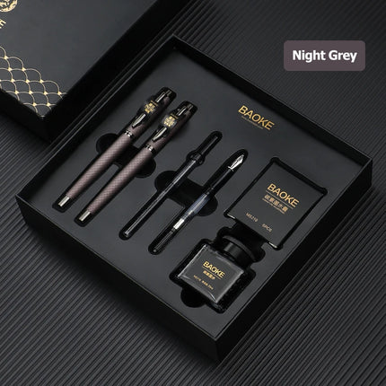 BAOKE T18/T19/T20 Black Grey Fountain Pen Gift Set, Includes Ink Bottle, 6 Cartridges, Exquisite Package, Smooth Writing Pens by zapcart