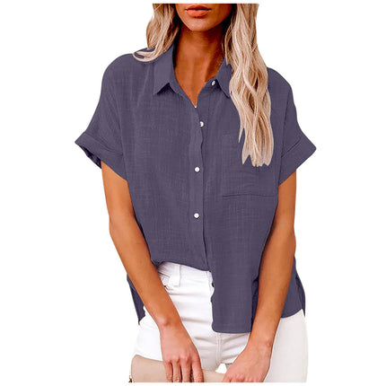 Cotton Linen Summer Tee For Women Breathable Loose Fit by zapcart
