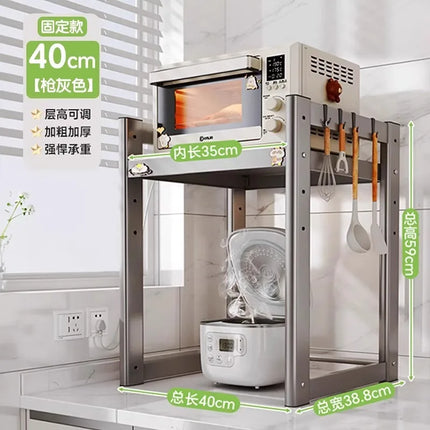 Kitchen Multi-Function Pull-Out Rice Cooker Storage Ra Layered Home Microwave Potware Organizer Carbon Steel Modern Simple by zapcart