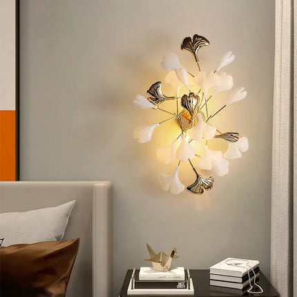 IWP Romantic Flowers LED Wall Lamp Gold Sconce For Foyer