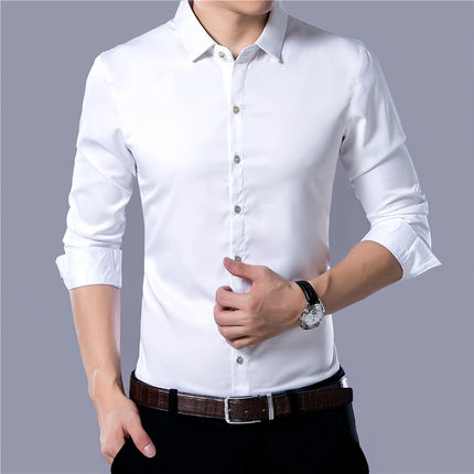 CN Zhejiang Mens Smart Casual Solid Color Long Sleeve Shirt by zapcart