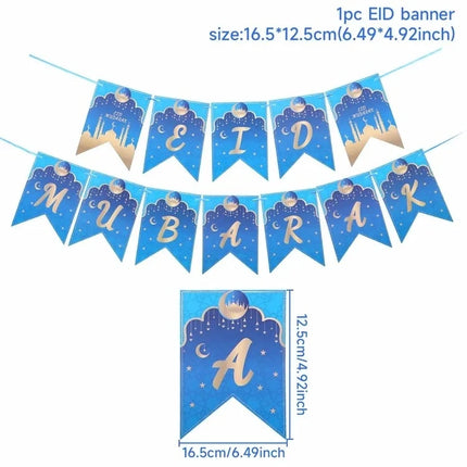 FENGRISECN Eid Mubarak Banner Plates Ramadan Tableware Kit by zapcart