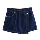 TRAF Blue Denim Shirt Cropped Short Sleeve Women Y2K Trendy by zapcart