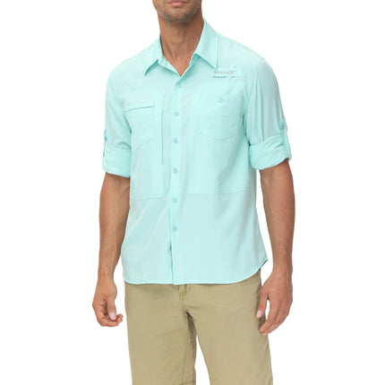 Men UPF 50 Fishing Shirt Back Mesh Sun Protection Casual by zapcart