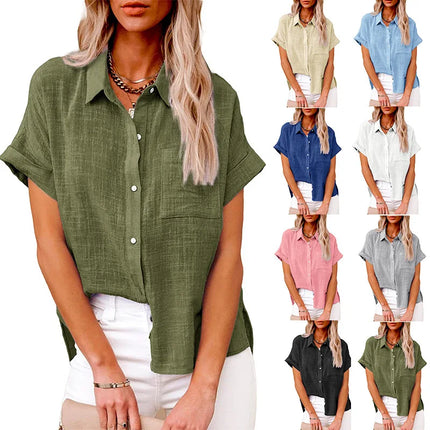 Cotton Linen Summer Tee For Women Breathable Loose Fit by zapcart