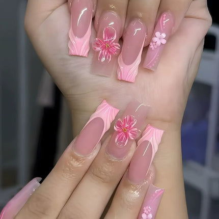 Press On Nails White Butterfly Pearls For Trendsetters 24pcs by zapcart