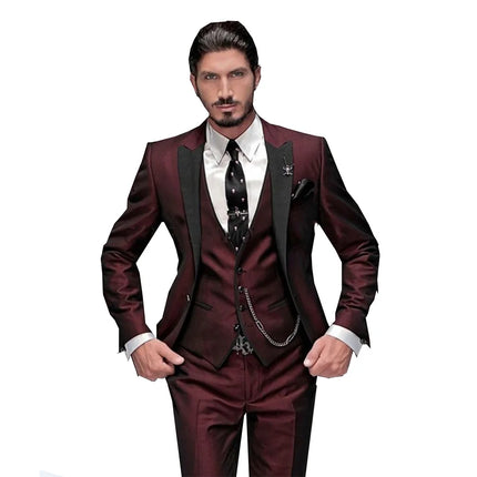 Solovedress Mens Slim Burgundy Tuxedo Wedding Suits by zapcart