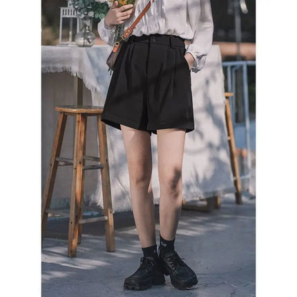 Wakamono Women High Waist Summer A Line Shorts Button Fly by zapcart