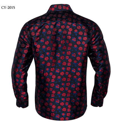 HenanChoice Mens Jacquard Paisley Shirt Long Sleeve Luxury by zapcart
