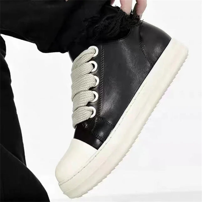 MStacchi Womens Platform Sneakers Black Leather Zipper by zapcart
