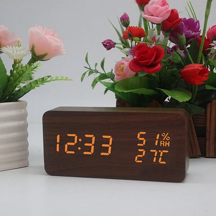 NieNeinChoice Voice Control Wood Digital Alarm Clock Bedroom by zapcart