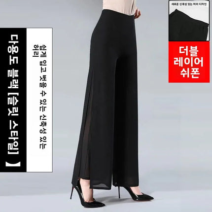 Chiffon Wide Leg Pants For Women Double Layered Breathable by zapcart