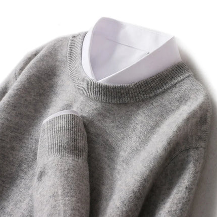Ganleawort Men Wool Sweater Round Neck Warm Knit Pullover by zapcart