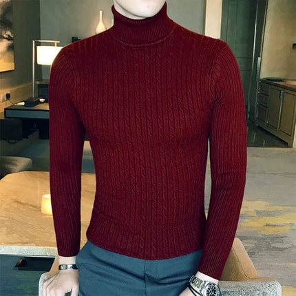 FURCWCN Mens Slim Knit Turtleneck Sweater Warm Cozy Winter by zapcart