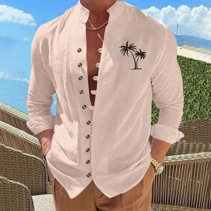 Men Casual Long Sleeve Solid Color Shirt CN Zhejiang by zapcart