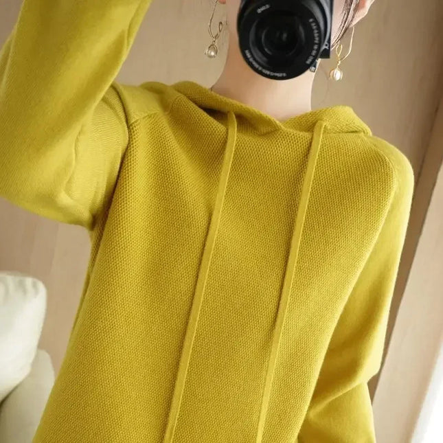 Korean Hooded Sweater Women Warm Knit Pullover Cozy Casual by zapcart