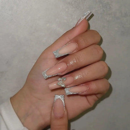 Extra Long Press On Nails Glue Included Bear Bow For Women by zapcart