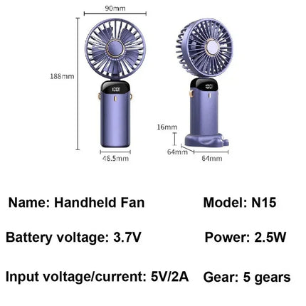 XMSJ USB Handheld Mini Fan Foldable 5 Speed Travel Neck by zapcart