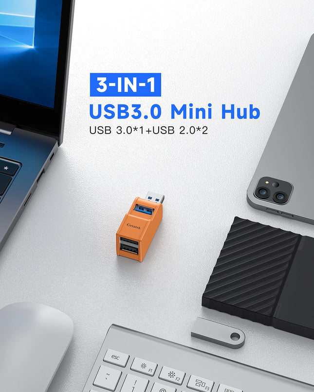 Getatek USB 3.0 Hub 3 Port Mini Splitter for PC Laptop by zapcart