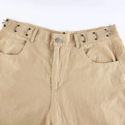 Women Cargo Pants Drawstring Pockets Loose Streetwear by zapcart
