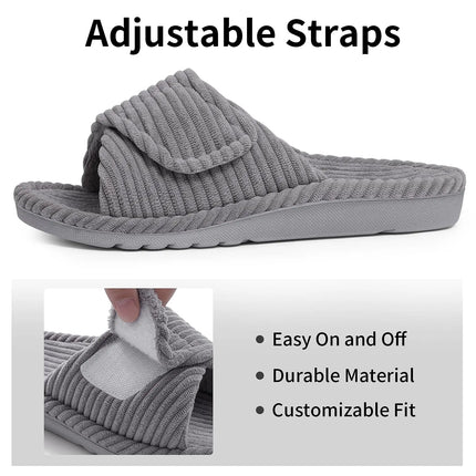 Crestar Women Open Toe Corduroy Slippers With Arch Support by zapcart