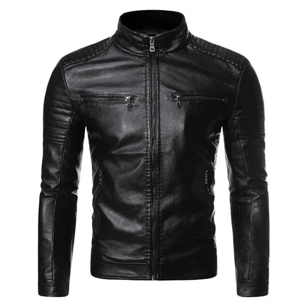 Homagrow Men Leather Jacket Slim Fit Vintage Multi Pockets by zapcart