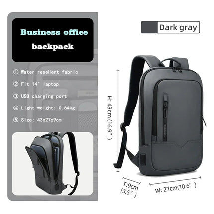 HK Slim Backpack Men 15.6 Inch Laptop USB Charge Waterproof by zapcart