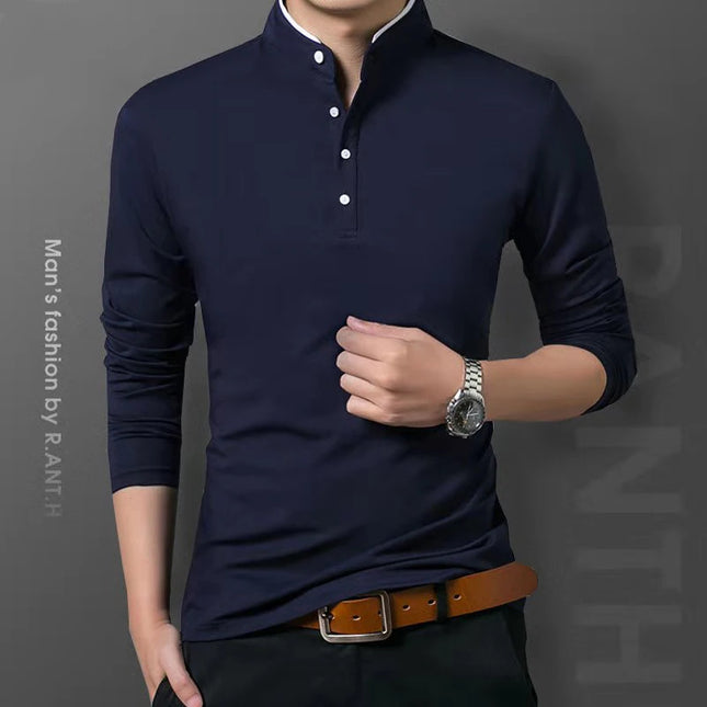 CN Zhejiang Mens Business Polo Shirt Long Sleeve Breathable by zapcart
