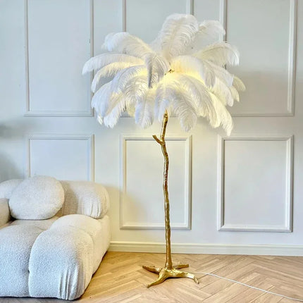 LNLZ Nordic Ostrich Feather Floor Lamp For Living Room