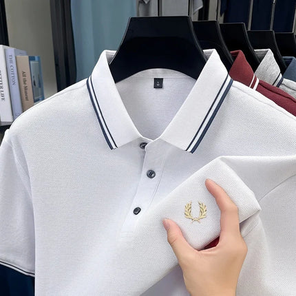 Mens Polo Shirt Lux Embroidered Cotton Breathable For Men by zapcart