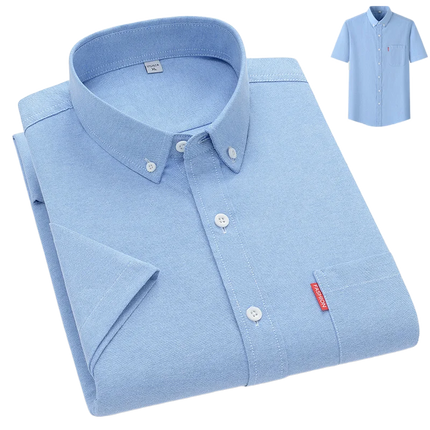Faboten Men's Oxford Short Sleeve Shirt Slim Fit Cotton by zapcart