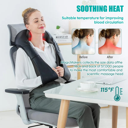 Rmssim Shiatsu Neck Massager Heated U Shape Kneading Home by zapcart