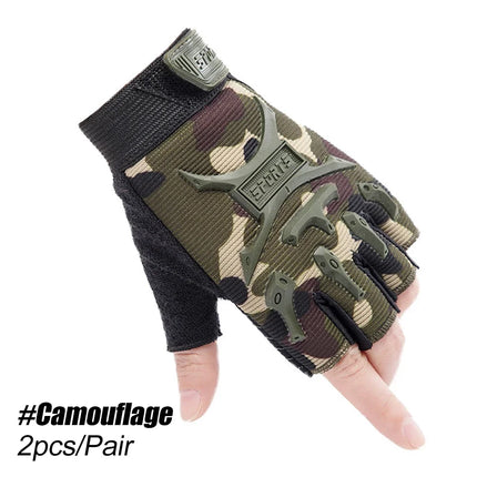 CN Kids Tactical Fingerless Gloves Camo Anti Skid Mittens by zapcart
