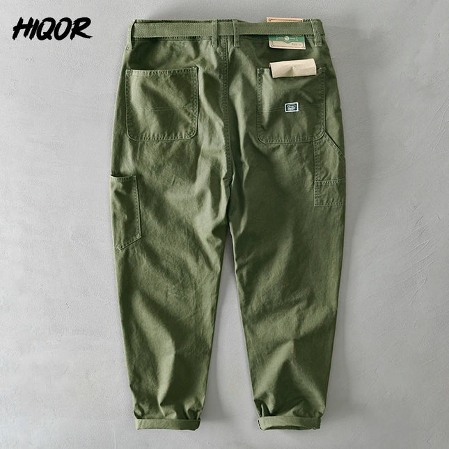 HiQORC Mens Cotton Cargo Pants Casual Loose Fit Khaki by zapcart