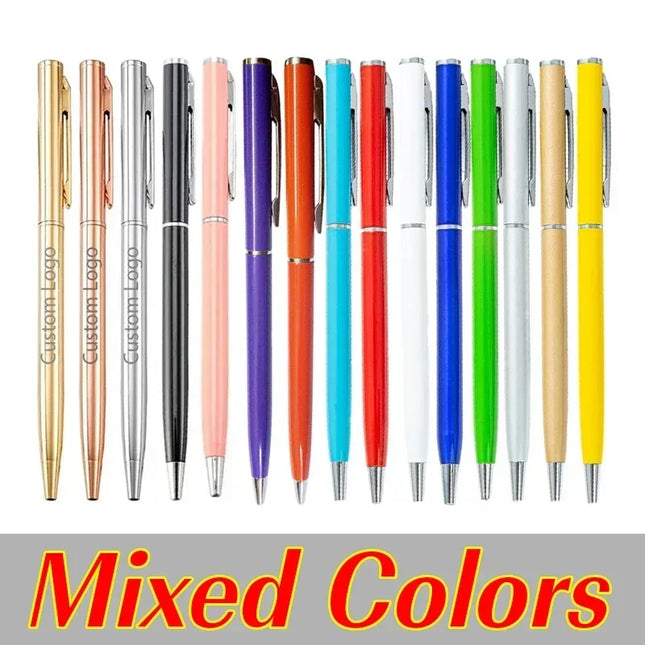 20-200 Pens Metal Ballpoint Pens Rose Gold Free Custom Logo Advertising Lettering Engraved Name School Office Supplies Gifts by zapcart