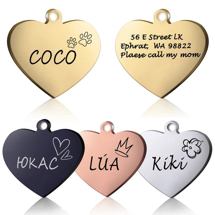 PAWFECT Dog ID Heart Tag Custom Engraved Pet Necklace by zapcart