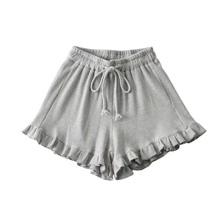Women Y2K Waffle Shorts Elastic Waist High Waist Lace by zapcart