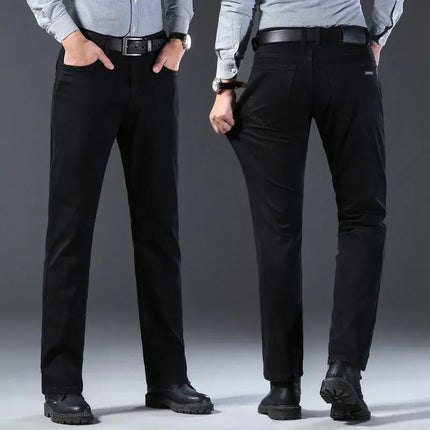 Tsingyi Men Jeans Vintage Black Straight Stretch Comfort by zapcart