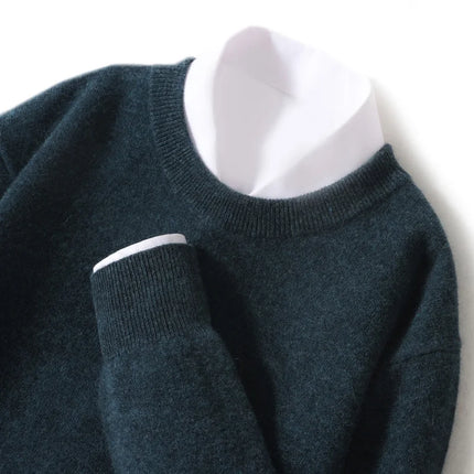 Ganleawort Men Wool Sweater Round Neck Warm Knit Pullover by zapcart