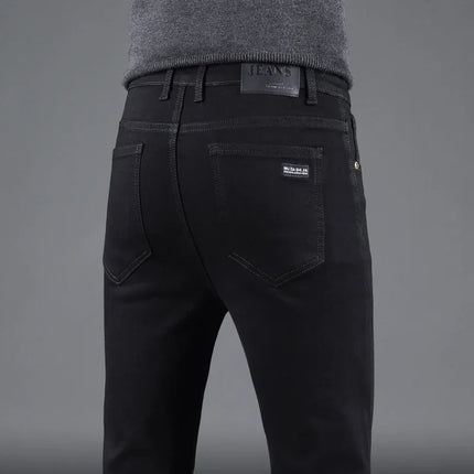 Men Elastic Slim Jeans Straight Denim Pants CN Guangdong by zapcart