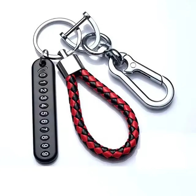 Phone Number Plate Keychain For Men DIY Leather Rope Anti Lost Zapcart
