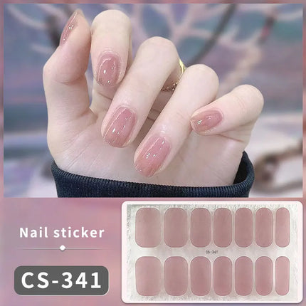 Pink Glitter Nail Stickers Full Cover Diy Manicure Deluxe by zapcart