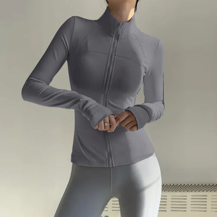 Women Zip Fitness Jacket Long Sleeve Quick Dry Yoga Top by zapcart