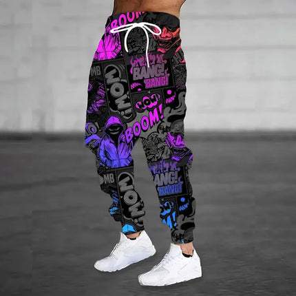 Men 3D Digital Print Jogger Sweatpants for Casual Sport by zapcart