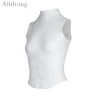 Aiithuug Women Athletic Zip Up Sweat Vest Breathable Top by zapcart