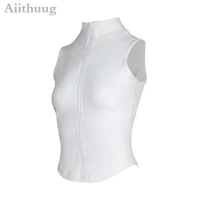 Aiithuug Women Athletic Zip Up Sweat Vest Breathable Top by zapcart