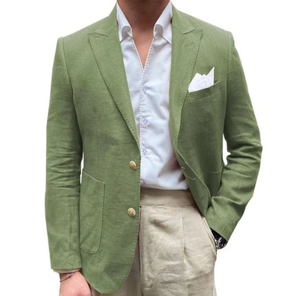 CN Jiangsu Just One Blazer Linen Suit For Men Wedding Ready by zapcart