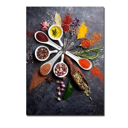 Kitchen Wall Art Herbs Spices Canvas Painting Nordic Decor by zapcart
