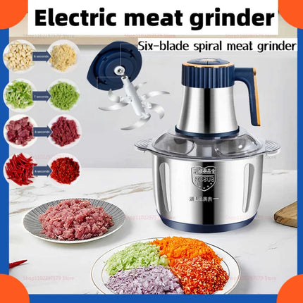 5L Large capacity Meat Grinder 304 Stainless Steel Food Processors Multi-function Kitchen Meat/vegetables/fruits Mixer Machine