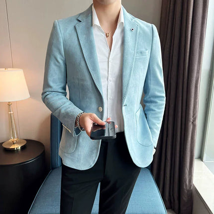Mens Slim Fit Velvet Blazer Coat CN Zhejiang Plus Size 4XL by zapcart